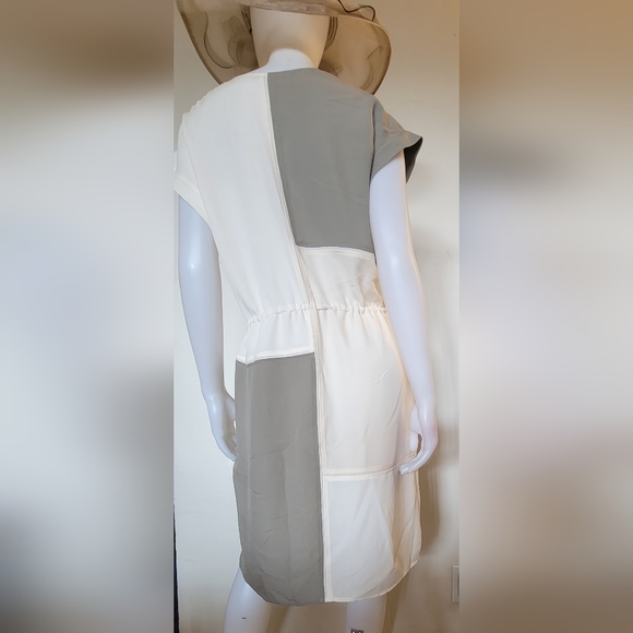 THEORY SILK COLOR BLOCK DRESS LARGE - Picture 7 of 12
